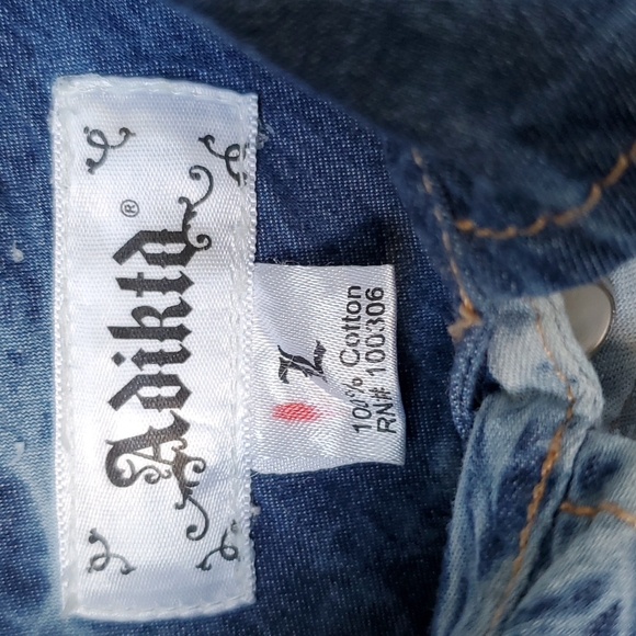 3/$30 Adiktd Snap Front Distressed Denim Shirt - Picture 5 of 9